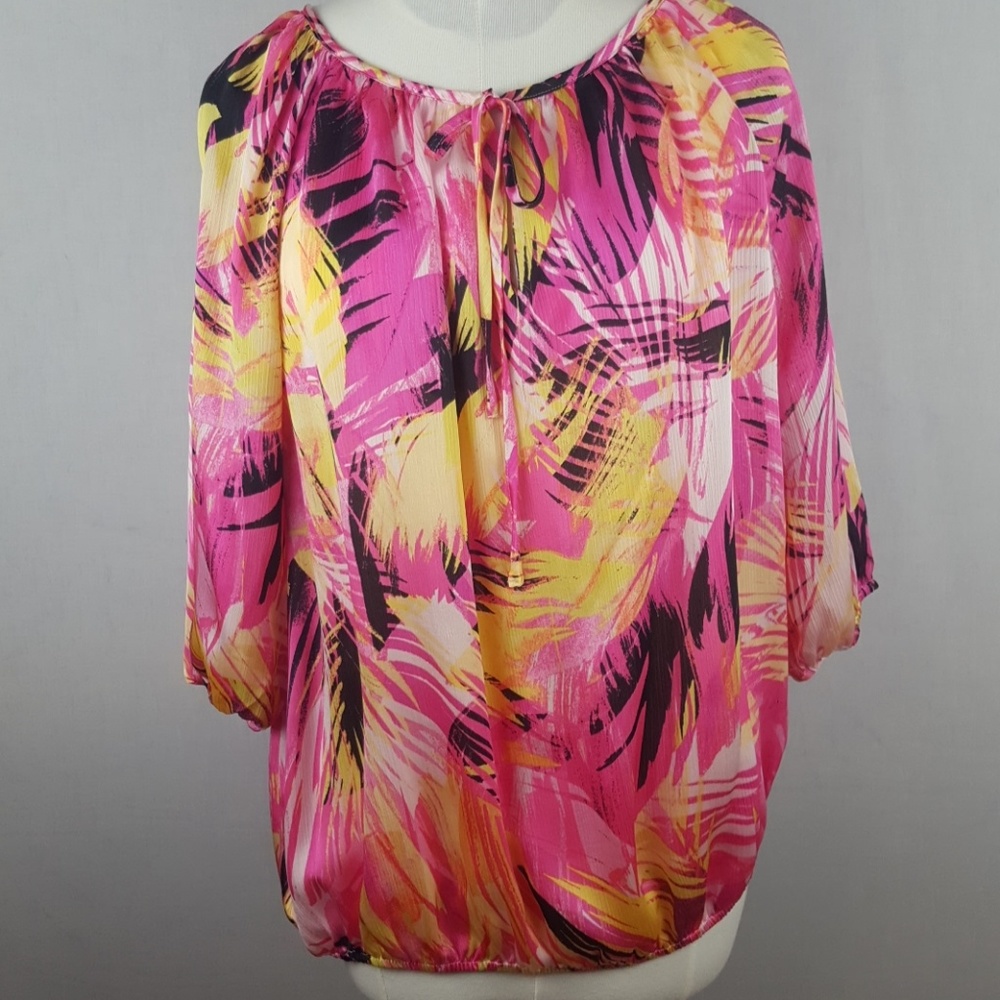 Vince Camuto Splashy Tropical Blouse